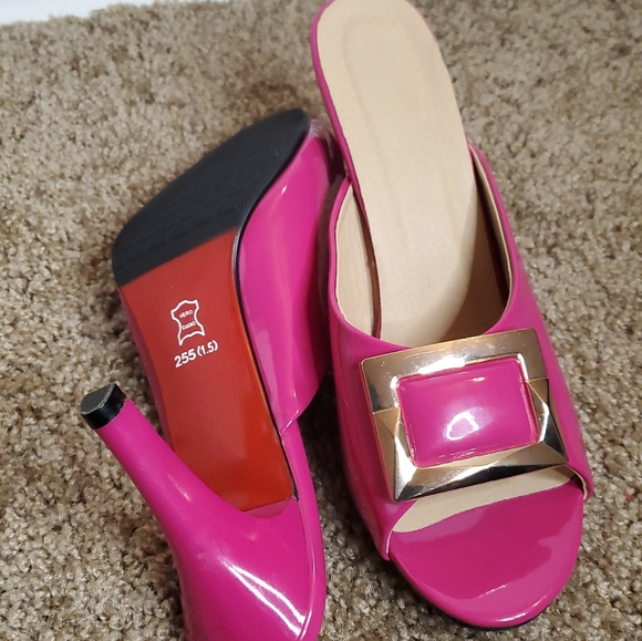 Hot pink slide-in heels - Picture 4 of 4